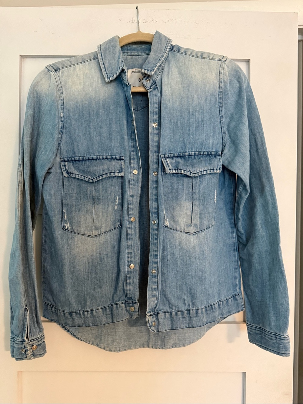Zara Light Wash Denim Shirt Jacket